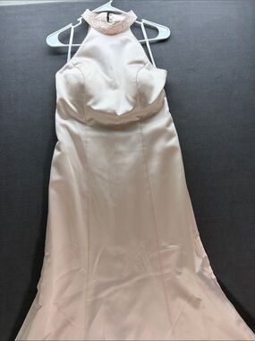 Strapless Halter Evening Gown in Light Blush